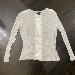 JCREW Long sleeve lace detail top